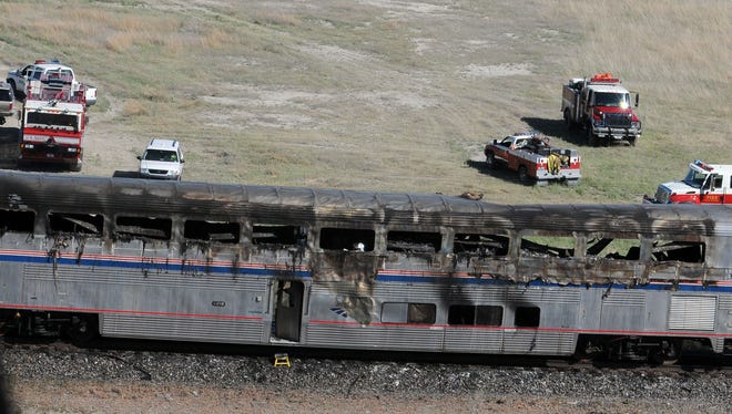 One of the Amtrak coach cars that burned in an accident with a semi on June 24, 2011, at a railroad crossing on U.S. 95 east of Interstate 80 near Reno.