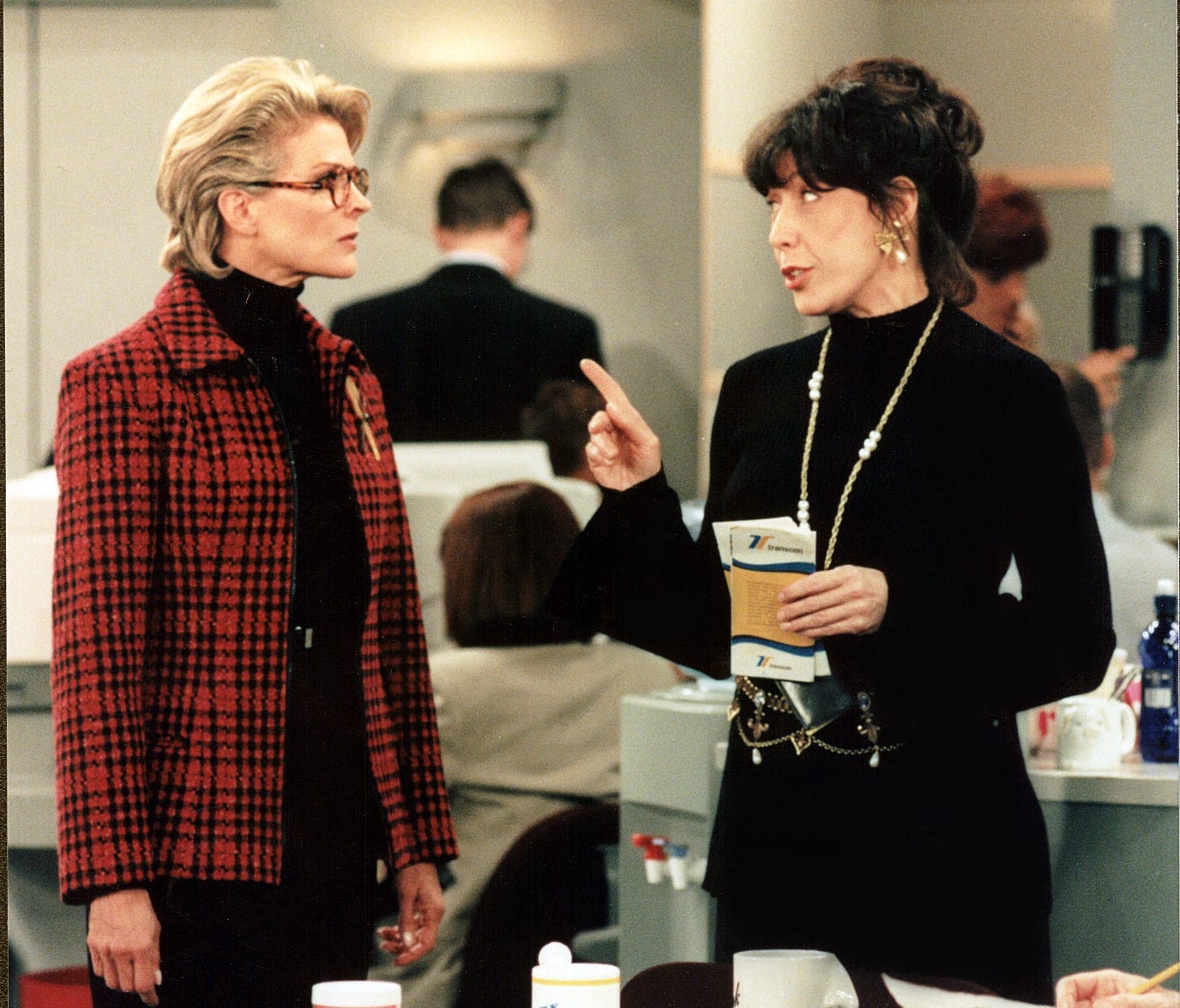 In this 1997 photo, Candice Bergen, left, and Lily Tomlin star in 'Murphy Brown.'