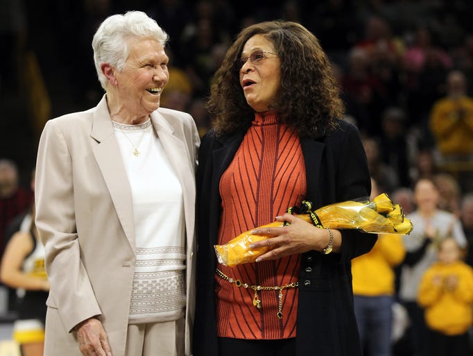 Dr. Christine Grant, left, and C. Vivian Stringer are