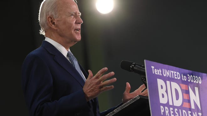 Democratic presidential candidate, former Vice President Joe Biden speaks during an event in Dover, Del., Friday, June 5, 2020.