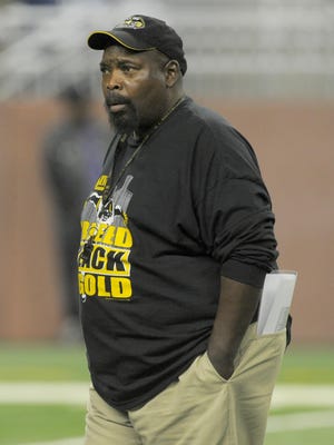 Detroit King head coach Dale Harvel is pictured prior to the start of the PSL championship game at Ford Field last season.