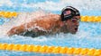 Michael Phelps (USA) swims during the men's 4x100-meter