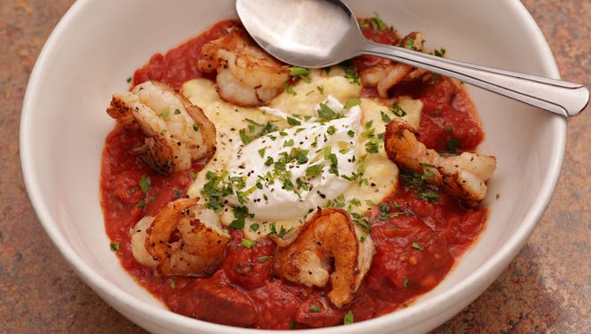The shrimp and grits with poached egg from Cuff as seen in Glendale on Oct. 17, 2014.