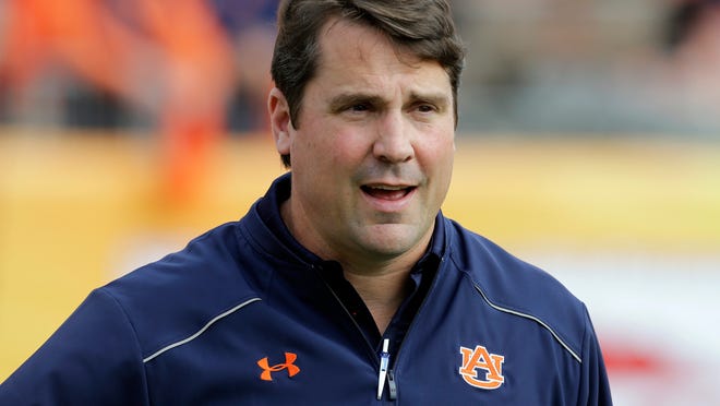 FILE - This Jan. 1, 2015, file photo shows newly-hired Auburn defensive coordinator Will Muschamp is shown before the Outback Bowl NCAA college football game in Tampa, Fla. Florida athletic director Jeremy Foley understand all the "angst" caused by former coach Will Muschamp's recruiting success. (AP Photo/Chris O'Meara, File)