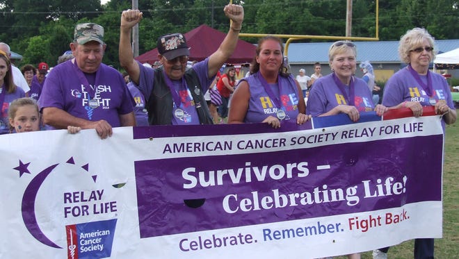 Cancer survivors at the 2015 Stewart County Relay for Life triumphantly make the first lap around the track at Stewart County High School. It appears the county will not host a Relay for Life in 2016.