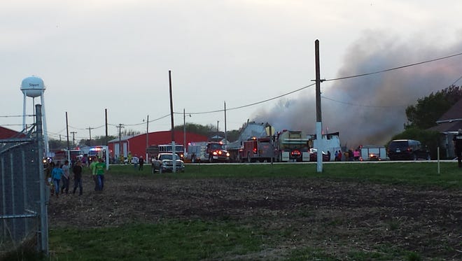 Police say a juvenile is responsible for a sale barn fire in Stuart, Iowa, on Sunday, April 24, 2016.