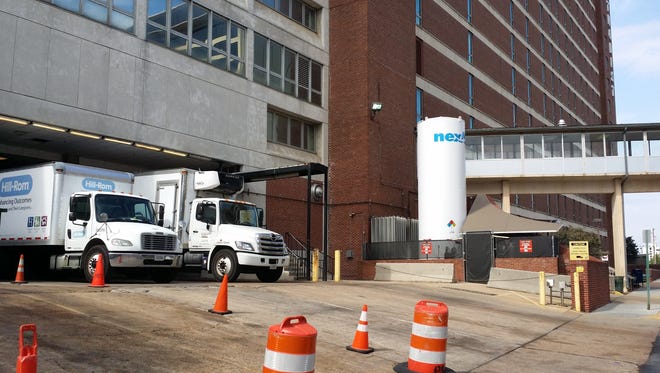 Trucks line up daily to supply Methodist University Hospital and others in the Memphis Medical District.