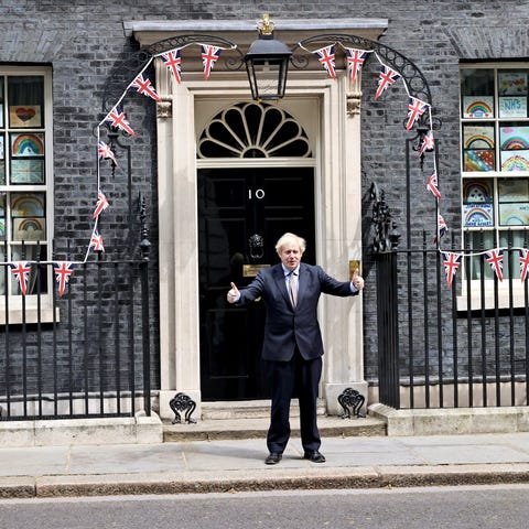 Britain's Prime Minister Boris Johnson poses for t