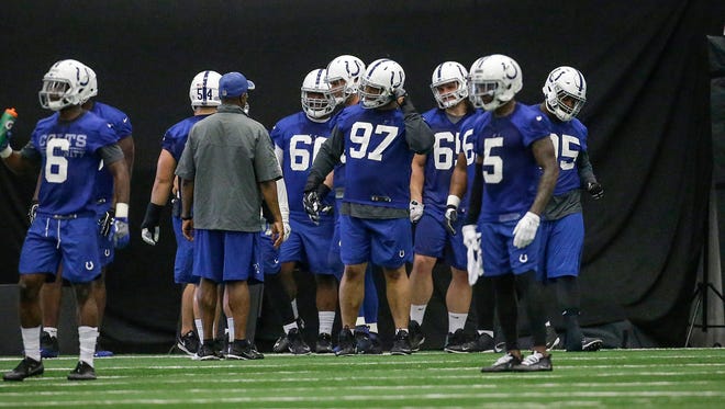 Indianapolis Colts nose tackle Al Woods (97) is 6-4, 330 pounds. After watching him during training camp, coaches think the veteran defensive lineman can have a significant and immediate impact.