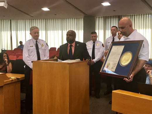 State Rep. Rick Staples, D-Knoxville, honored the fire