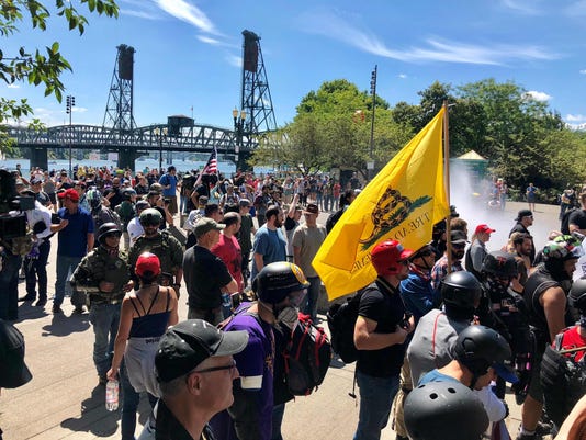 Portland right wing rally draws protesters