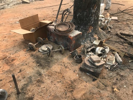 Some items set aside from a burned up home in Keswick