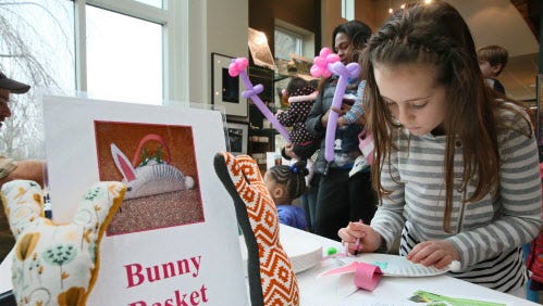 Kids made crafts at the Easter family event at the Boerner Botanical Gardens and will be able to make Mother's Day gifts May 13.