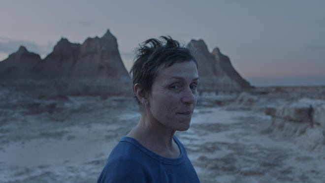 Frances McDormand in a scene from “Nomadland.”