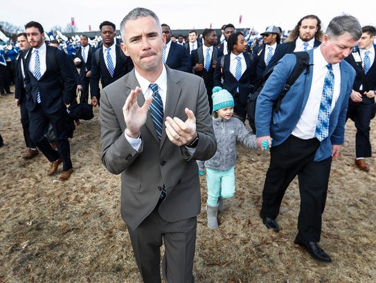 Memphis head coach Mike Norvell takes part in Tiger