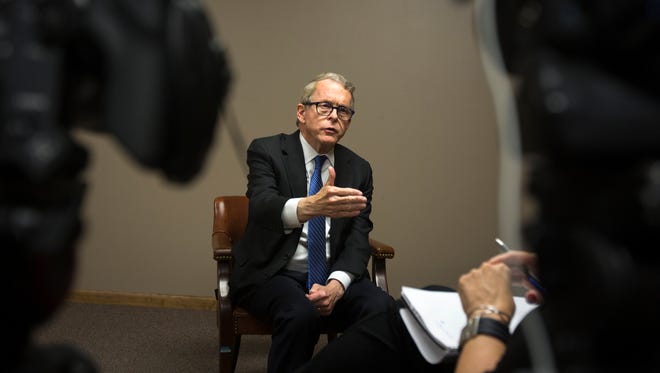 Ohio Attorney General Mike DeWine disccusses the Rhoden investigation with The Enquirer inside the Pike County Sheriff's offices in Waverly.