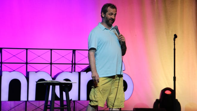 Judd Apatow prowls the stage at Bonnaroo’s The Comedy Theatre late Saturday afternoon.