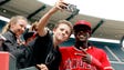April 13: Angels' Cameron Maybin takes a selfie with