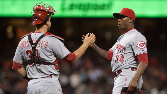 Aroldis Chapman picked up the save in Friday's victory against the Giants.