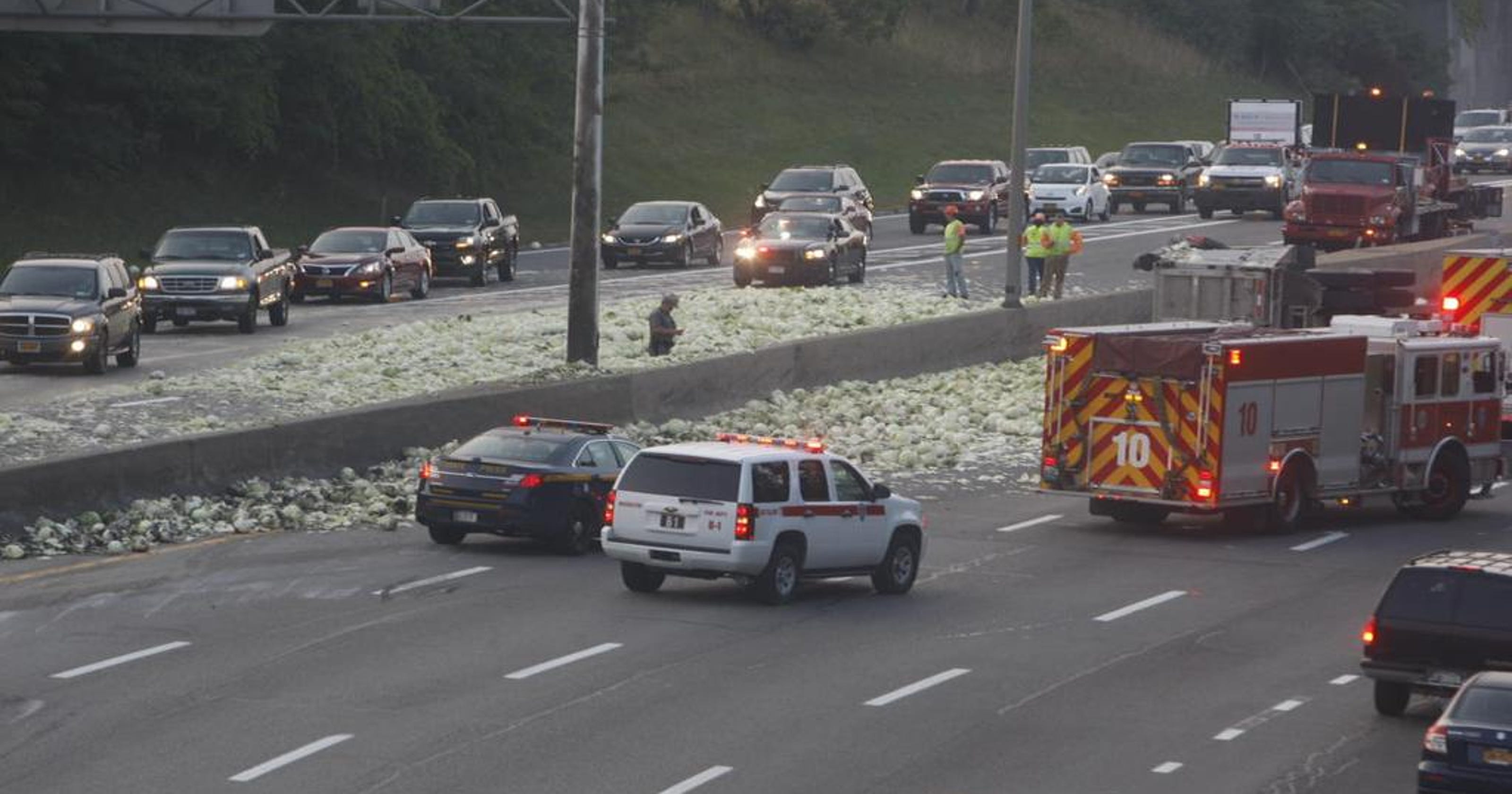 490 reopens after cabbage truck crash