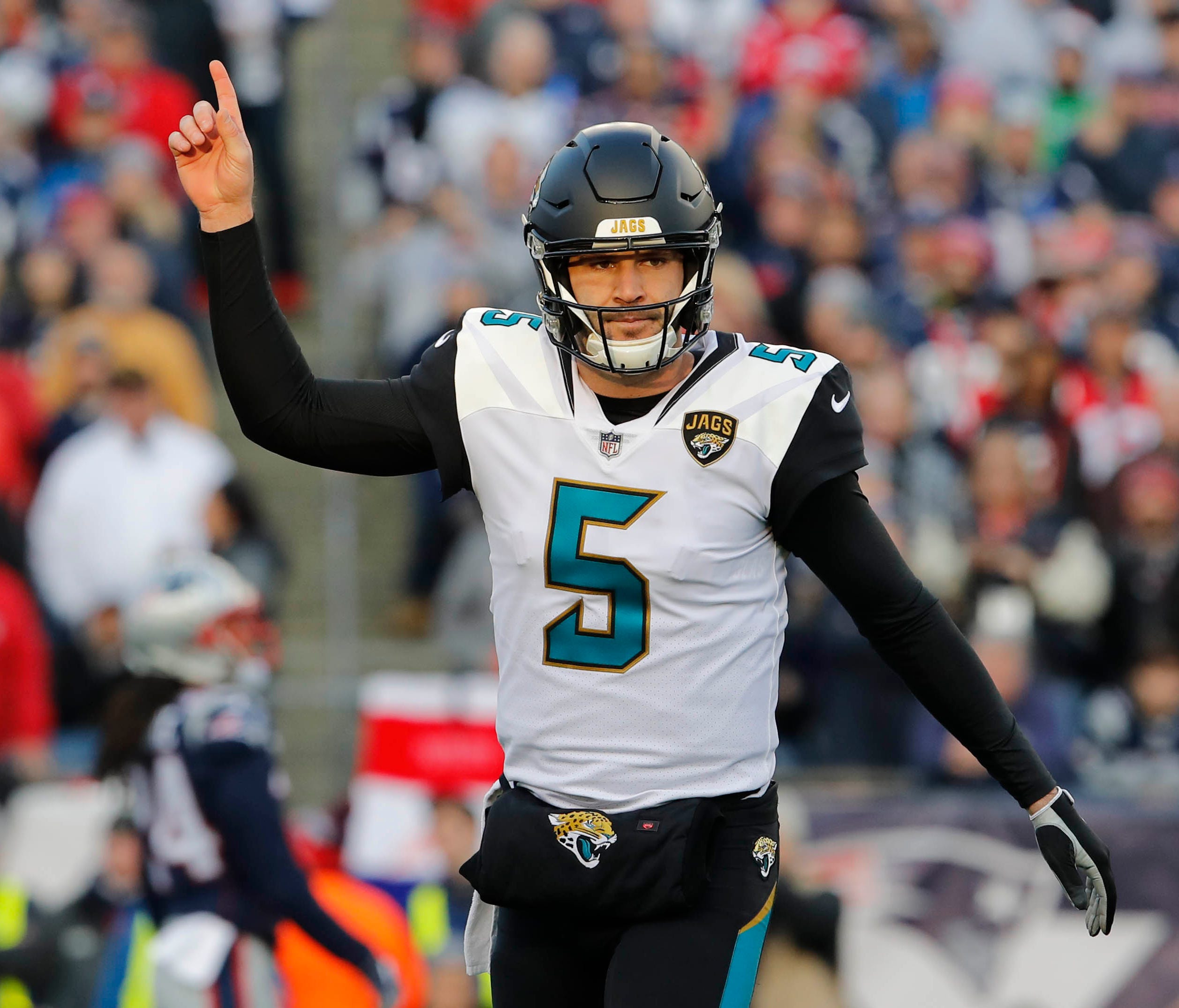 Jaguars quarterback Blake Bortles reacts after a touchdown by running back Leonard Fournette.