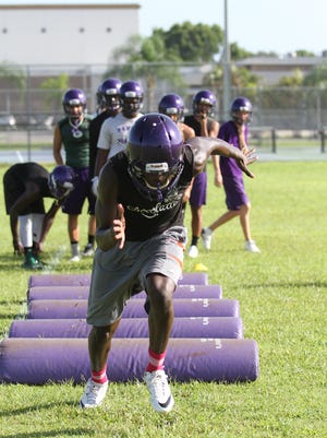Cypress Lake High School had its first varsity football practice of the upcoming school-year Monday morning (8/1/16). Players began warm-ups and drills under first year football coach Richie Rode.
