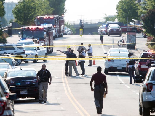  First responders on the scene following a shooting