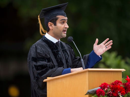 Comedian and writer Kumail Nanjiani gives the commencement