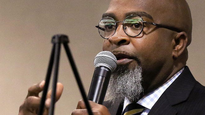 The Rev. Dr. Rodney Freeman from Mt. Zion Restoration Church, speaks during the 2020 Gaston Together Martin Luther King Unity Awards Ceremony presented by the Gaston Clergy & Citizens Coalition Monday at the Gaston County DSS Auditorium.