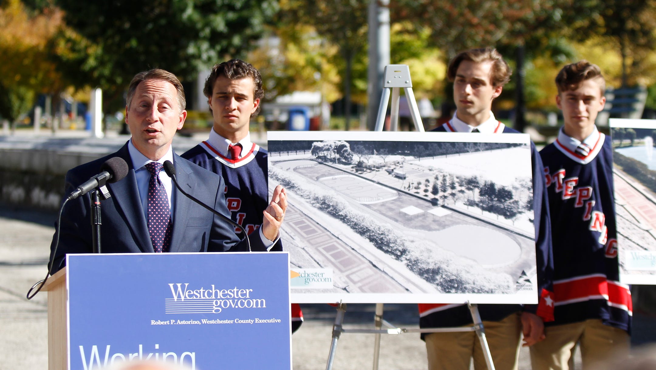 Astorino Pitches Ice Skating Hockey Rinks For Kensico Dam Plaza