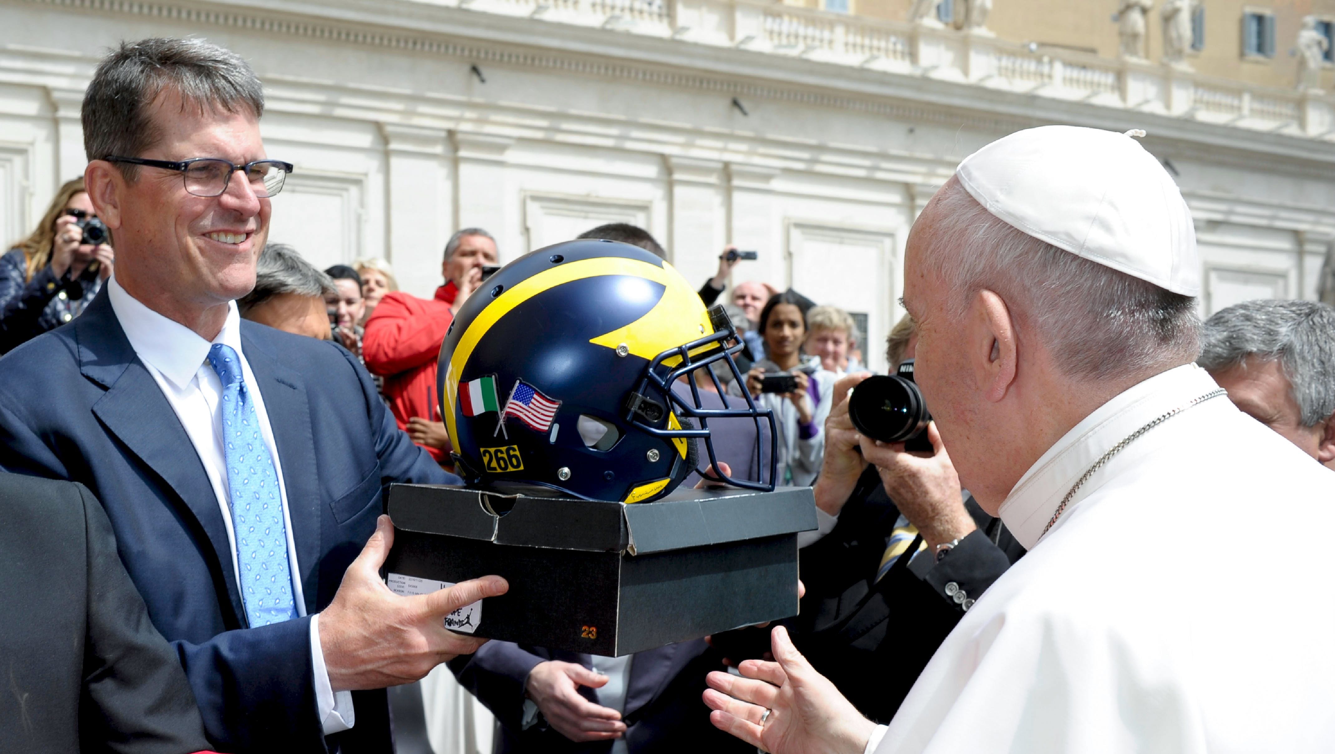 Michigan's Jim Harbaugh receives 'marching orders' from Pope Francis