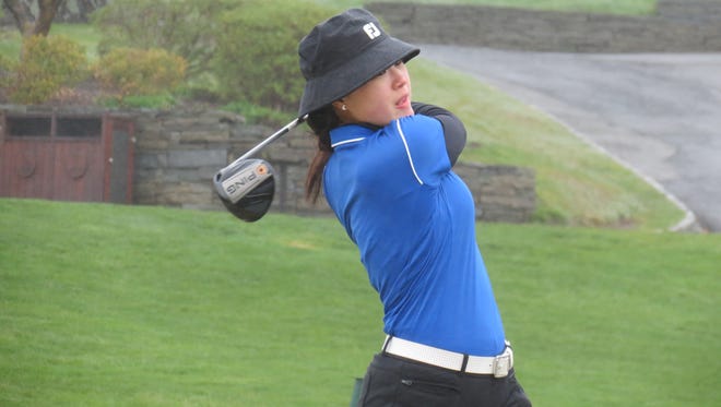 Senior Kelly Sim helped Holy Angels win the Arcola Girls Invitational at Arcola Country Club in Paramus on Wednesday, April 25.