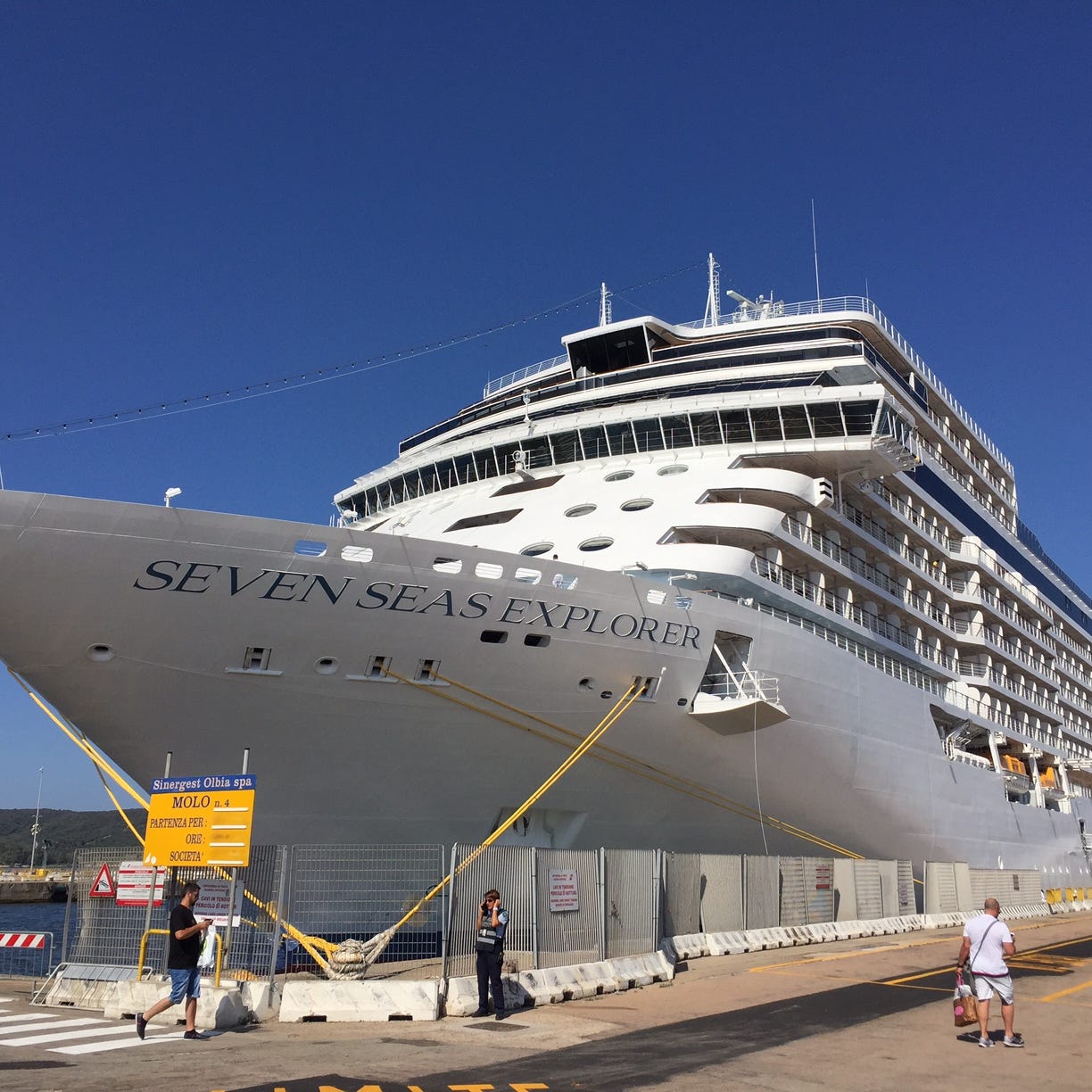 The 750-passenger Seven Seas Explorer docked in Olbia, Sardinia in July 2016.