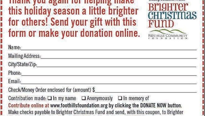 Coupon to donate the brighter Christmas fund.