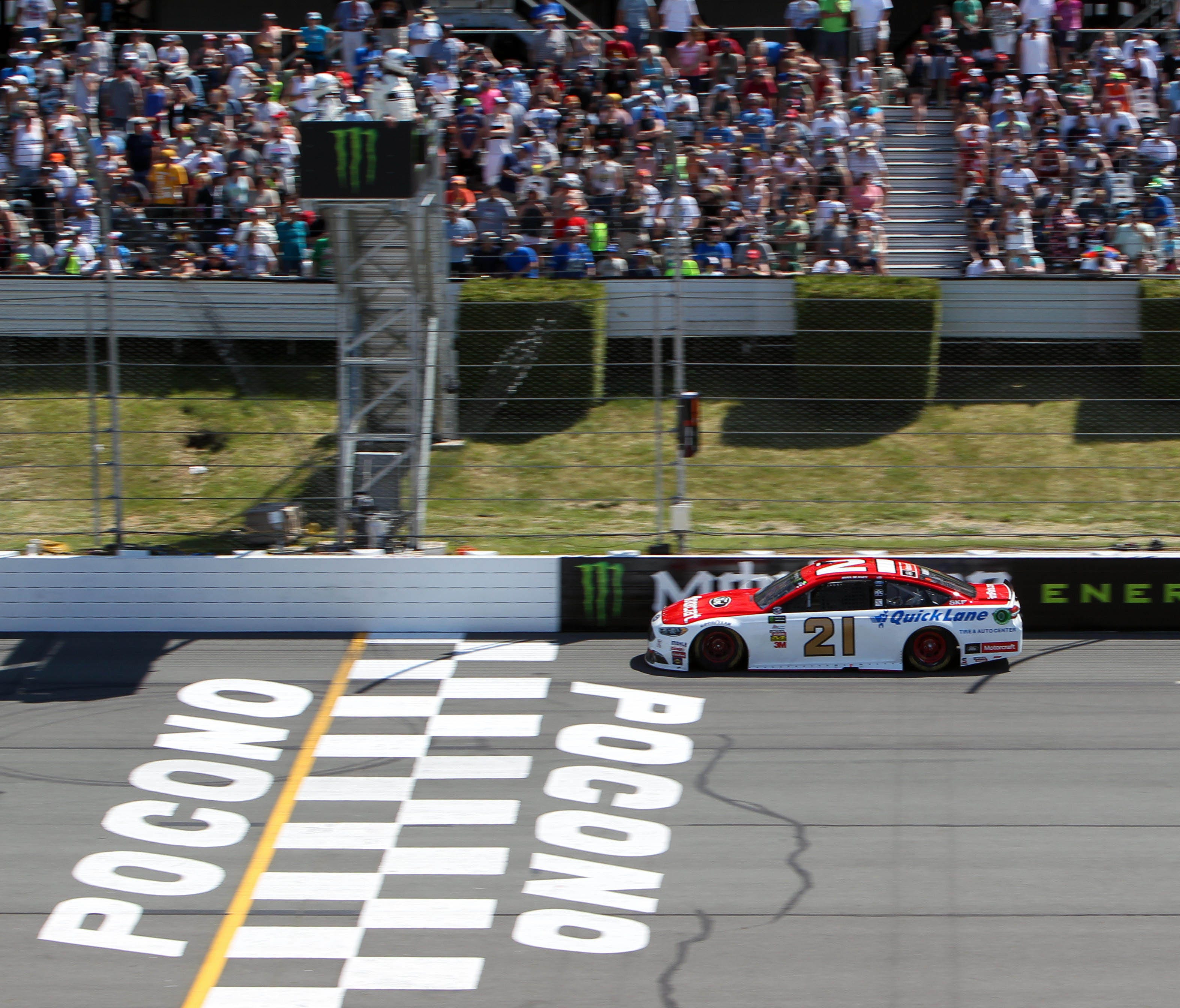 Ryan Blaney (21) scored his first career Cup Series win last month at Pocono Raceway.