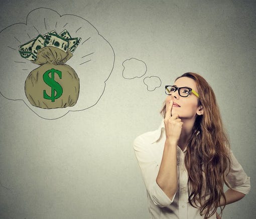 Woman thinking about money
