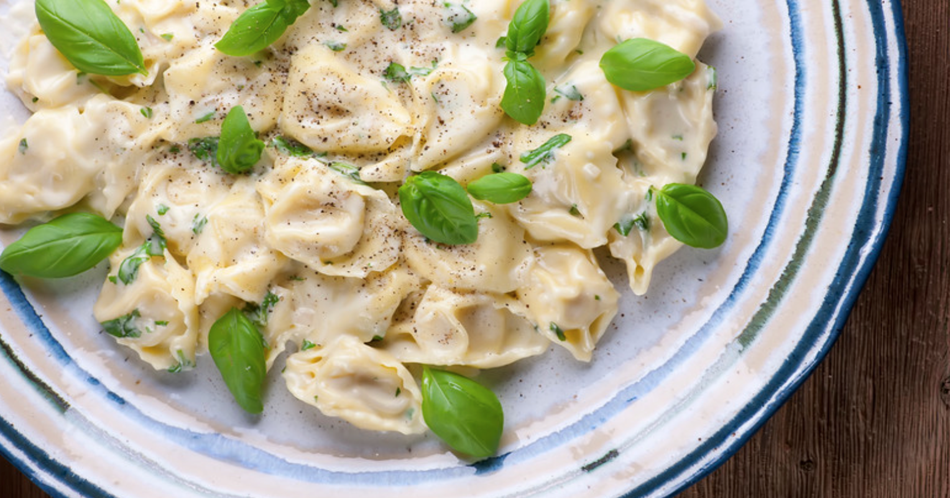 Tortellini with basil cream sauce recipe