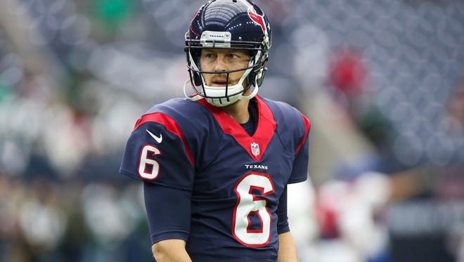 FILE --  Houston Texans quarterback T.J. Yates (6) during practice before a game against the New York Jets at NRG Stadium.