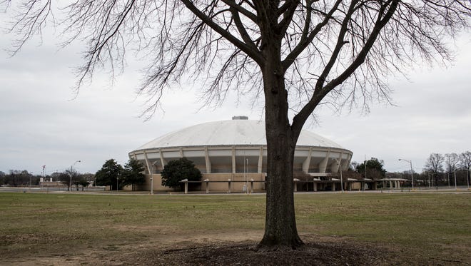 The Mid-South Coliseum stand beyond the Fairgrounds site in Memphis. Built in 1963, the coliseum has been dormant since it closed its doors in 2006. The city has seen several proposals to redevelop the arena and adjacent Fairgrounds come and go.