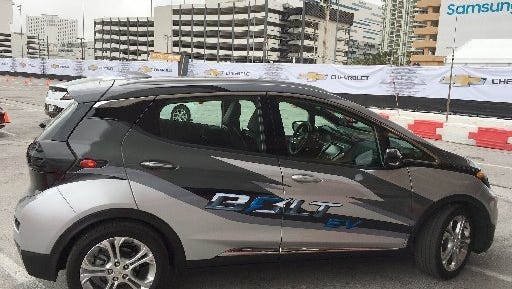 Chevrolet's new electric car, the Bolt, will be one of several models offered to Lyft drivers later this year in Los Angeles and San Francisco through the Express Drive program GM and Lyft are expanding in major cities.