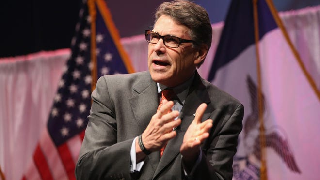 WAUKEE, IA - APRIL 25:  Former Texas Governor Rick Perry speaks to guests gathered at the Point of Grace Church for the Iowa Faith and Freedom Coalition 2015 Spring Kickoff on April 25, 2015 in Waukee, Iowa. The Iowa Faith &amp; Freedom Coalition, a conservative Christian organization, hosted 9 potential contenders for the 2016 Republican presidential nominations at the event.  (Photo by Scott Olson/Getty Images) ORG XMIT: 546312795 ORIG FILE ID: 471143366