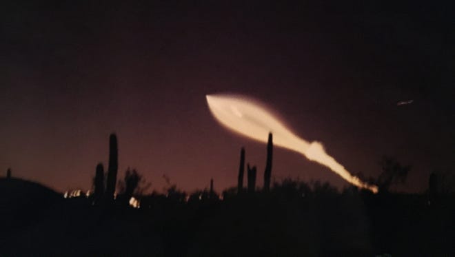 A view of the SpaceX rocket launch captured around 6:30 p.m. on Dec. 22, 2017, from Tucson.