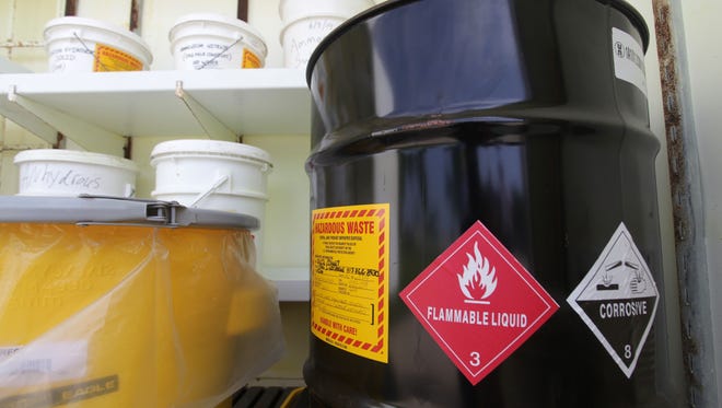 Hazardous materials are stored in a bunker. Officials say the amount of hazardous materials traveling through the area has increased greatly in the past six years.