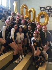The Cresskill girls volleyball team celebrates after