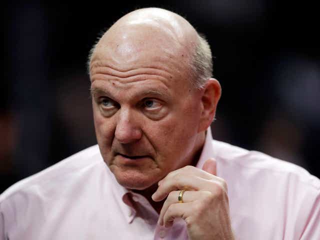 Los Angeles Clippers owner Steve Ballmer waits for the team's NBA basketball game against the Phoenix Suns on Wednesday, Nov. 28, 2018, in Los Angeles. (AP Photo/Marcio Jose Sanchez)