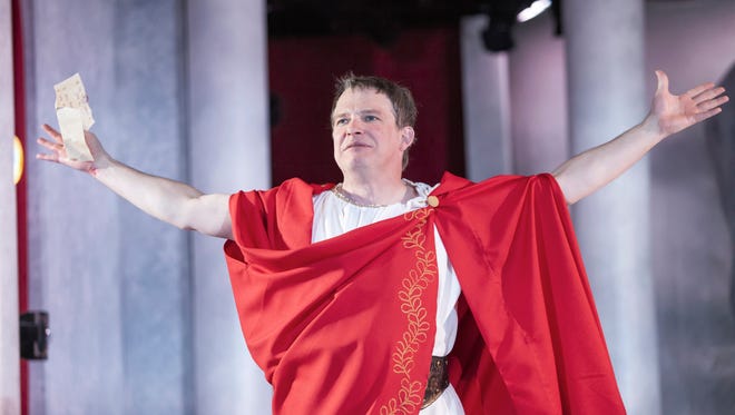 Nicholas Rose as Marc Antony in Cincinnati Shakespeare Company’s production of William Shakespeare’s “Julius Caesar.”