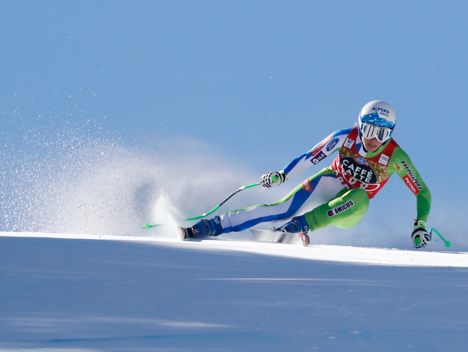 Ilka Stuhec of Slovenia during the women's downhill race in the 2017 Audi FIS World Cup Finals at Aspen Mountain on March 15.