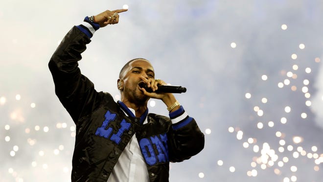 Detroit native Big Sean performs during the halftime show at the Thanksgiving game between the Lions and the  Philadelphia Eagles at Ford Field on Nov. 26, 2015.