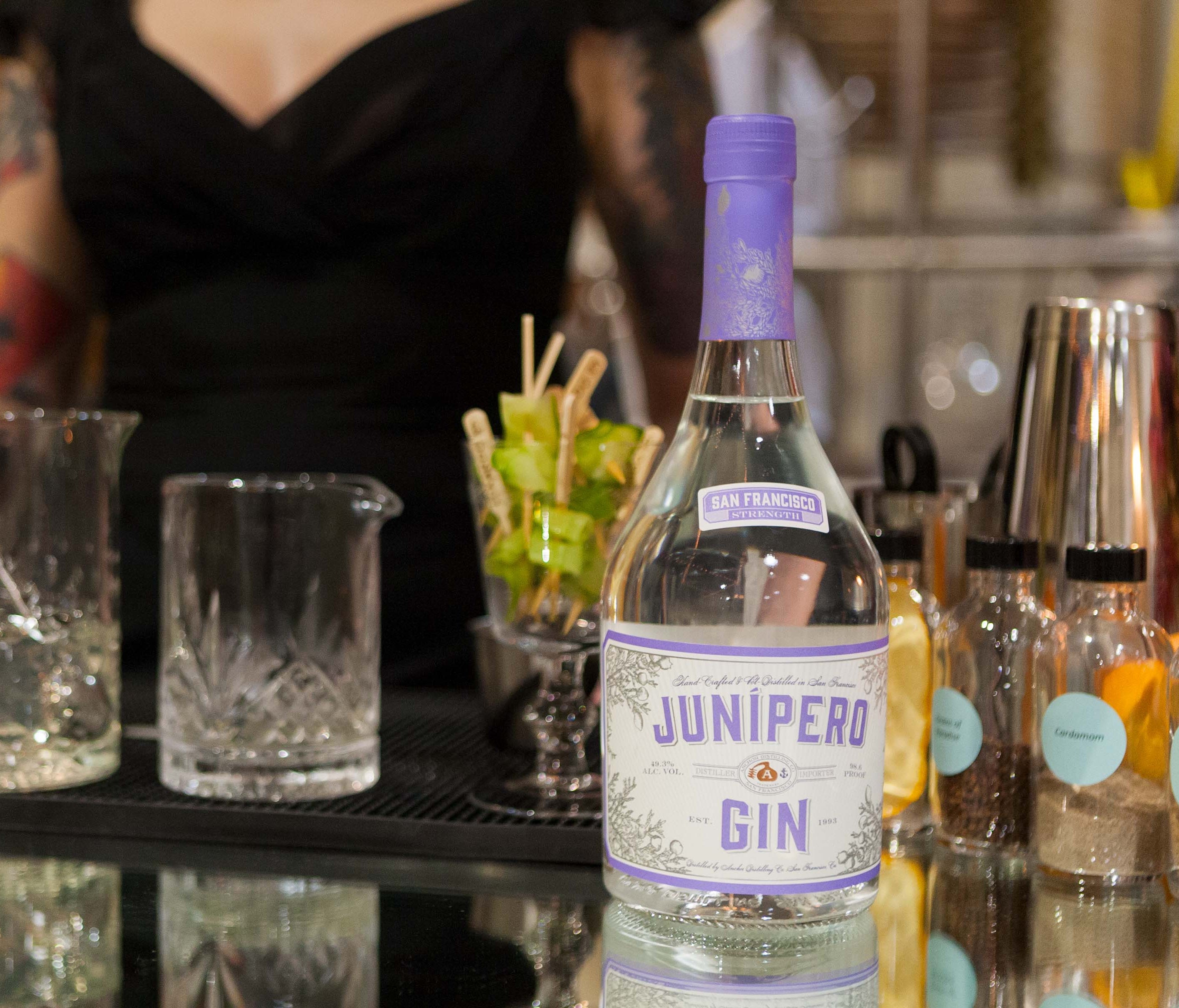Junipero Gin was one of the first American craft gins and just celebrated its 20th anniversary. The high proof spirit comes in at 98.6 and utilizes botanicals including juniper, cassia bark, anise seed and grains of paradise.