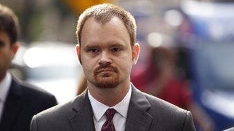 Brandon Bostian, the Amtrak engineer charged in a Philadelphia derailment that killed eight in 2015, arrives for a preliminary hearing at the Criminal Justice Center in Philadelphia on Tuesday.